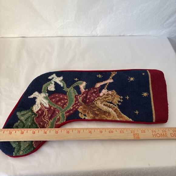 2 Imperial Elegance Vintage Needlepoint Christmas Stockings Angels Velvet - Picture 7 of 12
